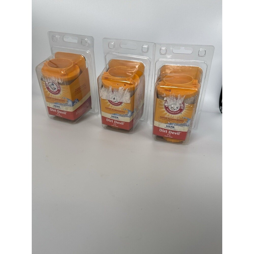 3x‎ Arm & Hammer Dirt Devil F2 HEPA Filters (New, Damaged Packaging)